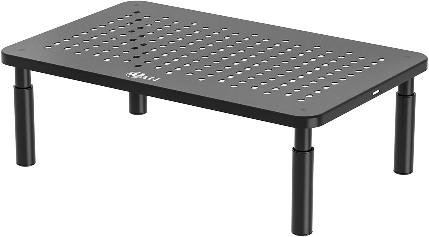 Dual Monitor Stand for Desk, Desk Monitor Riser 3 Height Adjustable, Laptop Riser with Airflow Vents, Desk Organizer for Computer, Laptop, Printer, Notebook (STT003-2), 2 Pack, Black