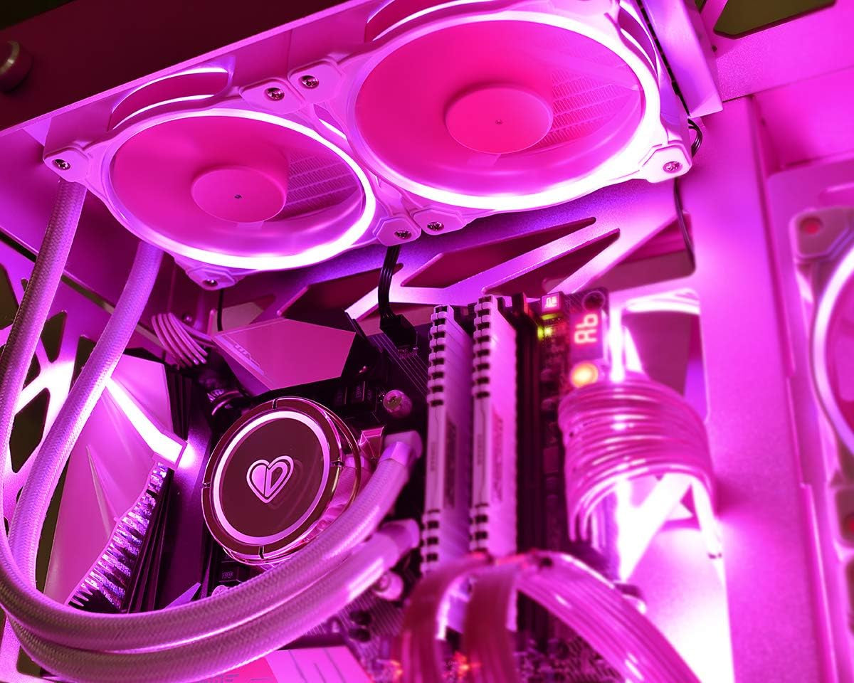 ID-COOLING PINKFLOW 240 CPU Water Cooler LGA1700 Compatible 5V ARGB AIO Cooler 240Mm CPU Liquid Cooler 2X120Mm RGB Fan, Intel 1700/115X/1200, AMD AM5/AM4