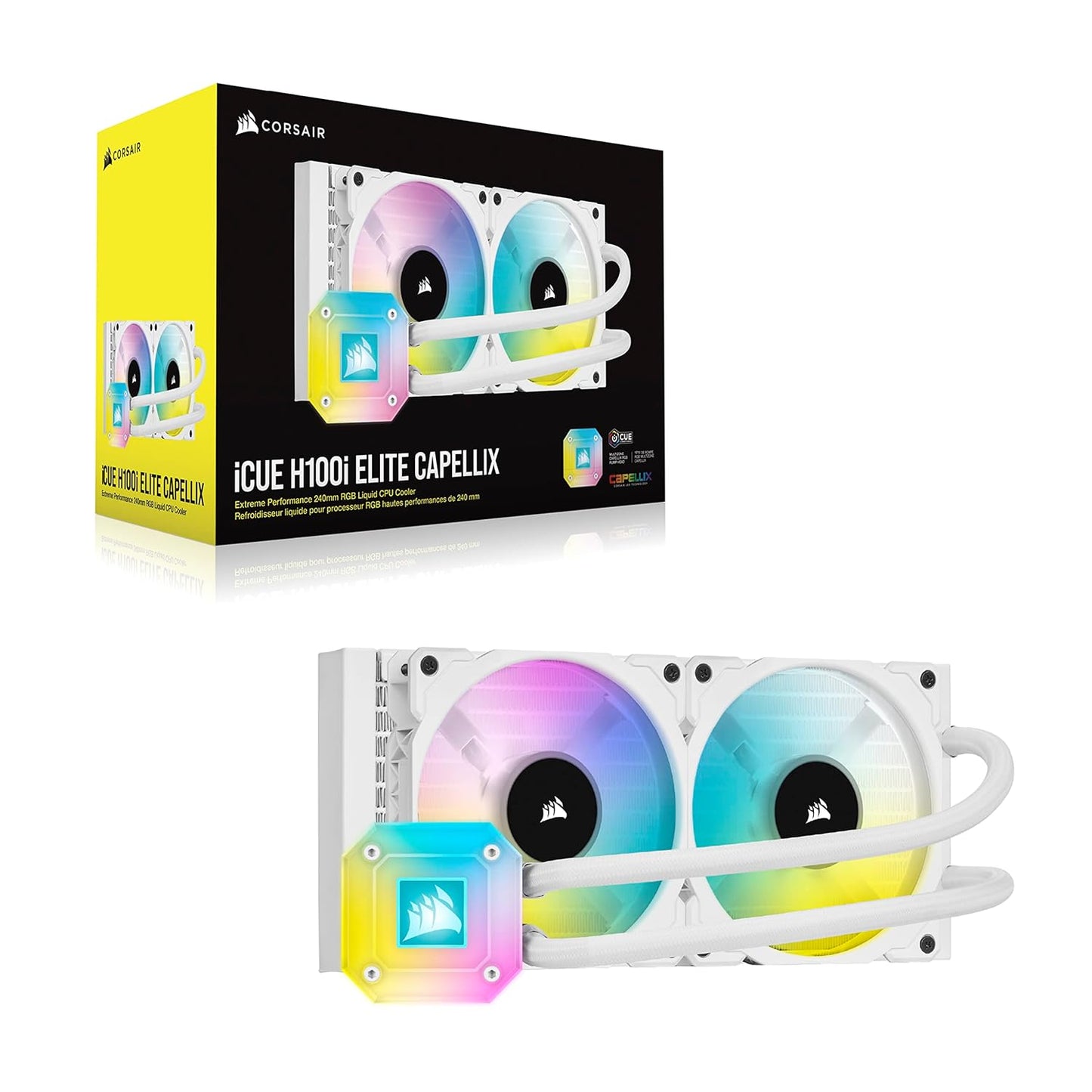 Icue H100I Elite Capellix Liquid CPU Cooler - White