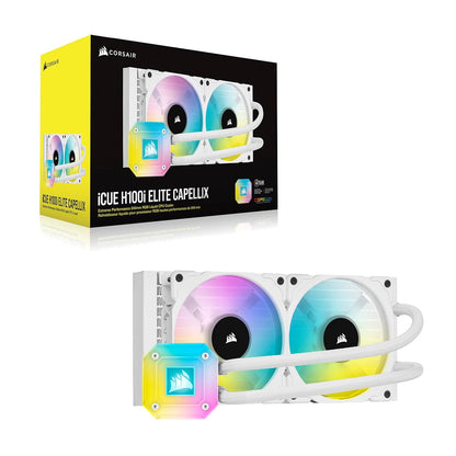 Icue H100I Elite Capellix Liquid CPU Cooler - White