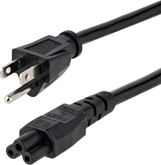 6Ft (1.8M) Laptop Power Cord NEMA 5-15P to C5 (Mickey Mouse) 10A 125V 18AWG Laptop Replacement Charger Cord Brick Cord - UL Listed (PXT101NB3S)