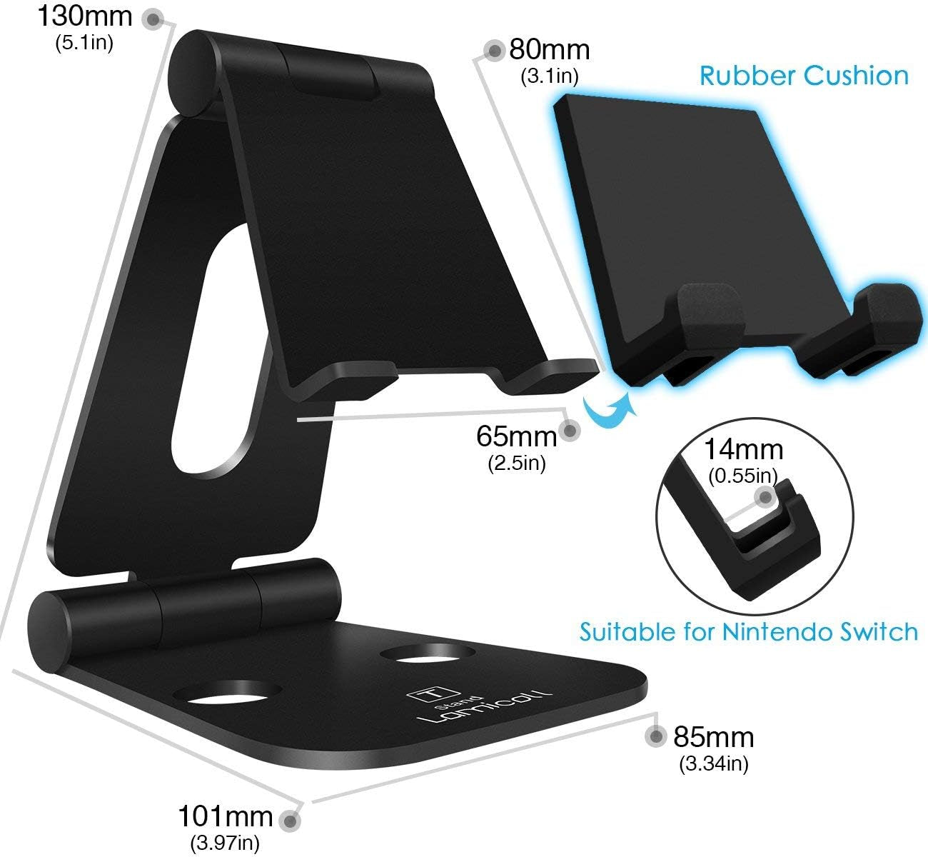 Adjustable Phone Tablet Stand, Playstand for Switch, Foldable Desk Holder Dock, Compatible with Ipad Mini, 9.7'' Ipad Pro Air, Phone 12 Mini 11 Pro Xs Xs Max Xr X 8 7 6 6S plus SE (4-10'')