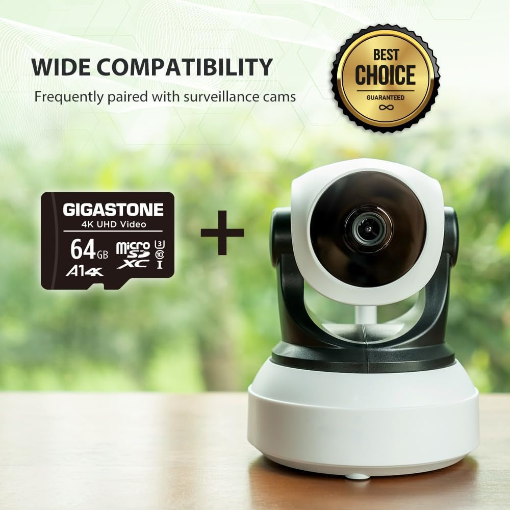 64GB Micro SD Card 10-Pack, A1 V30 4K Video Recording, Surveillance Security Cam Action Camera Drone Professional, 90Mb/S Micro SDXC UHS-I Class 10