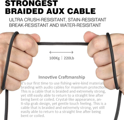 Top Series 3.5Mm AUX Cable Lossless Audio Gold-Plated Auxiliary Audio Cable Nylon Braided Male to Male Stereo Audio Cord Car Headphones Phones Speakers Home Stereos (4 Feet (1.2 Meters))