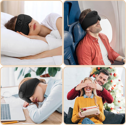 Pro Bluetooth Sleep Mask with White Noise & 3 Lights, Sleep Headphones with Upgrade Chip & Pure Sound, 3D Zero-Pressure Design for Side Sleepers, Soft Sleep Eye Mask, Matte Black