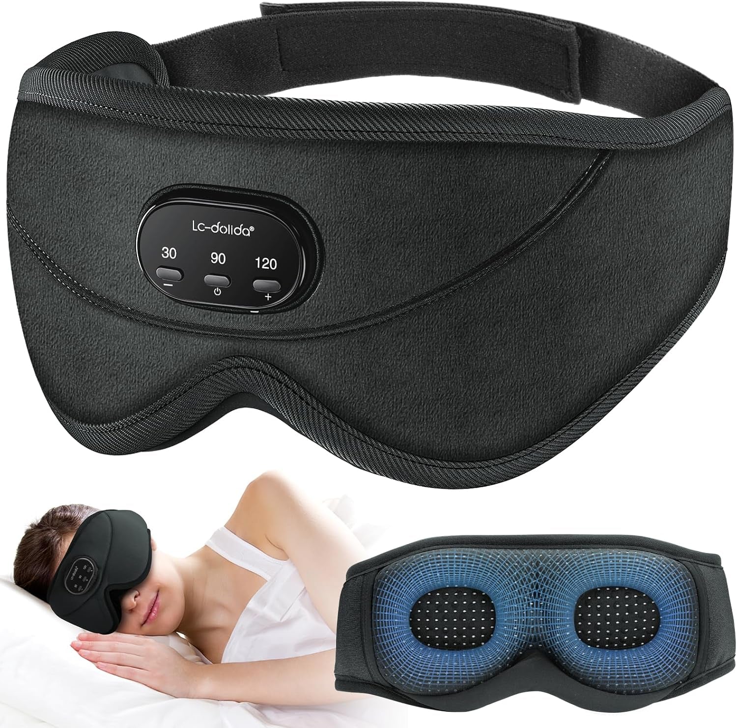 Pro Bluetooth Sleep Mask with White Noise & 3 Lights, Sleep Headphones with Upgrade Chip & Pure Sound, 3D Zero-Pressure Design for Side Sleepers, Soft Sleep Eye Mask, Matte Black
