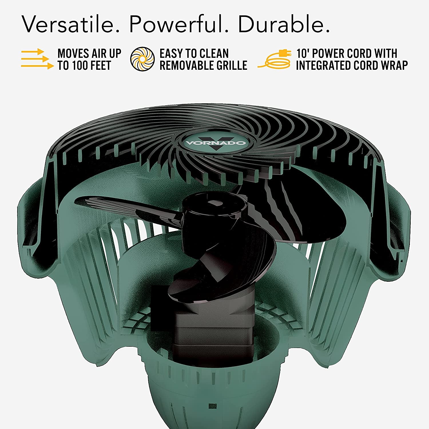 293 Large Heavy Duty Shop Fan, 3 Speed Electric Fan, High Impact Casing, Ip54-Rated Motor, Whole Room Air Circulator, Pivoting Head, Carry Handle, 16” Floor Fan for Bedroom and Garage, Green