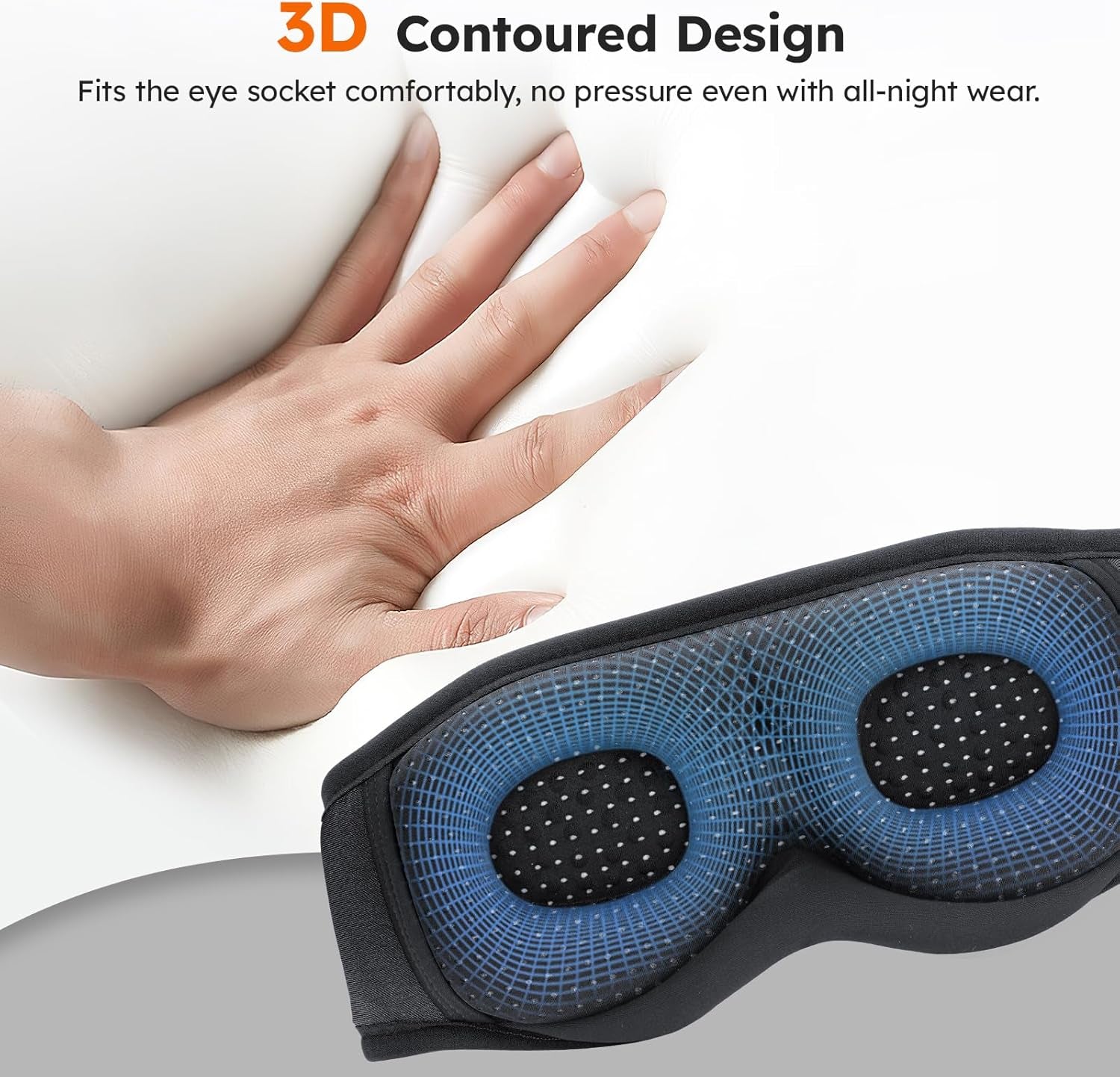 Pro Bluetooth Sleep Mask with White Noise & 3 Lights, Sleep Headphones with Upgrade Chip & Pure Sound, 3D Zero-Pressure Design for Side Sleepers, Soft Sleep Eye Mask, Matte Black