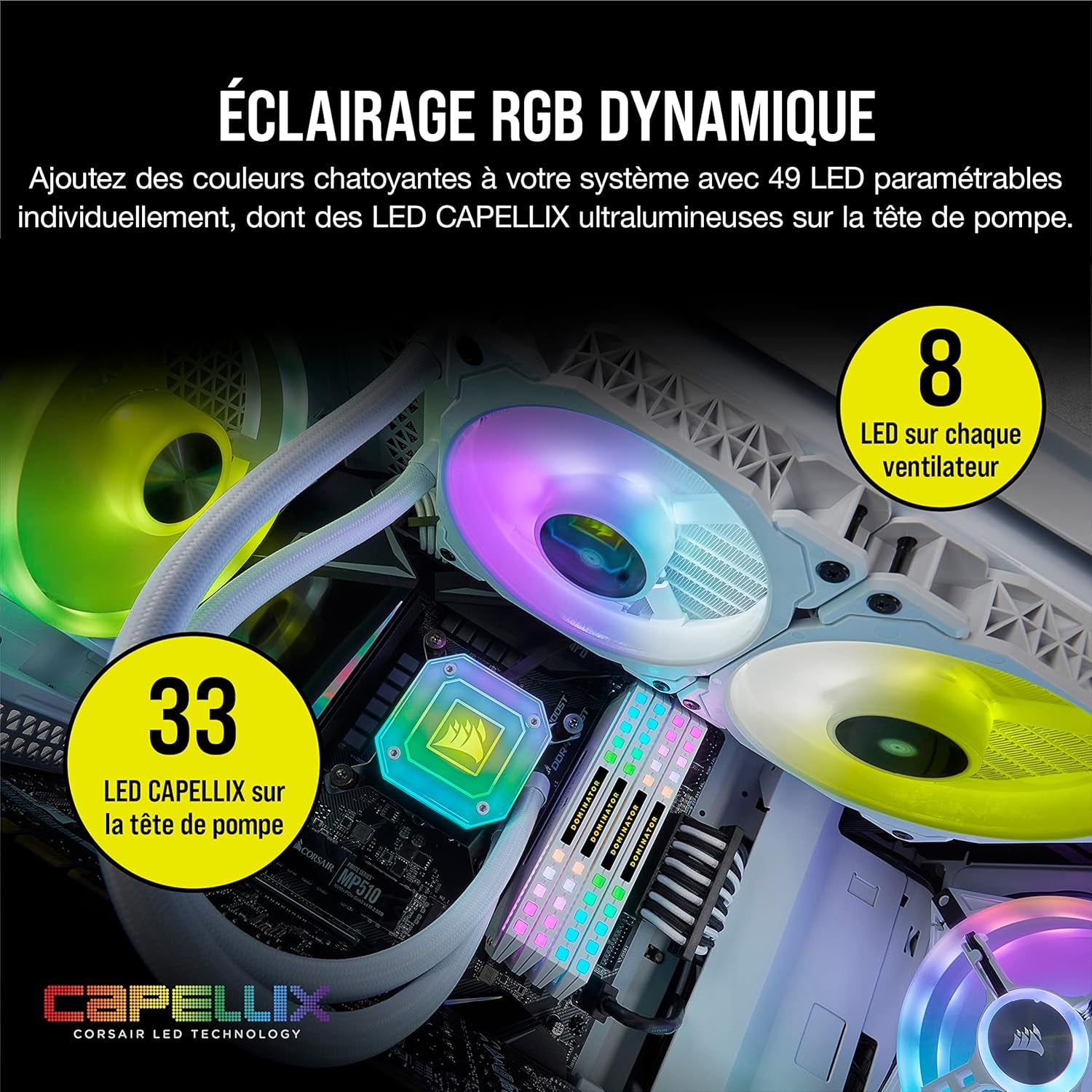 Icue H100I Elite Capellix Liquid CPU Cooler - White